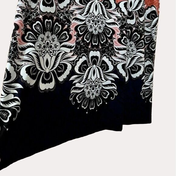 Spense Floral Mandala Print Slinky Dress Orange Gold Turquoise 4 - Picture 3 of 5